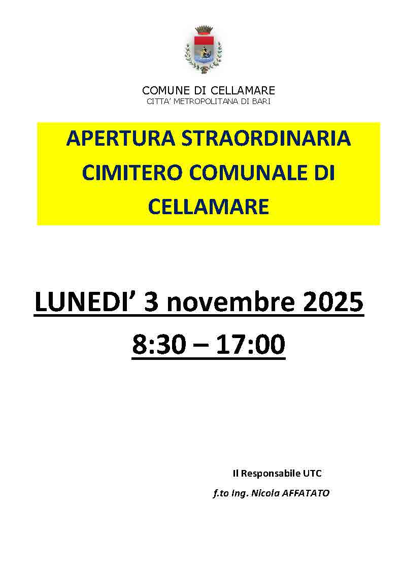 AVVISO APERTURA STRAORDINARIA